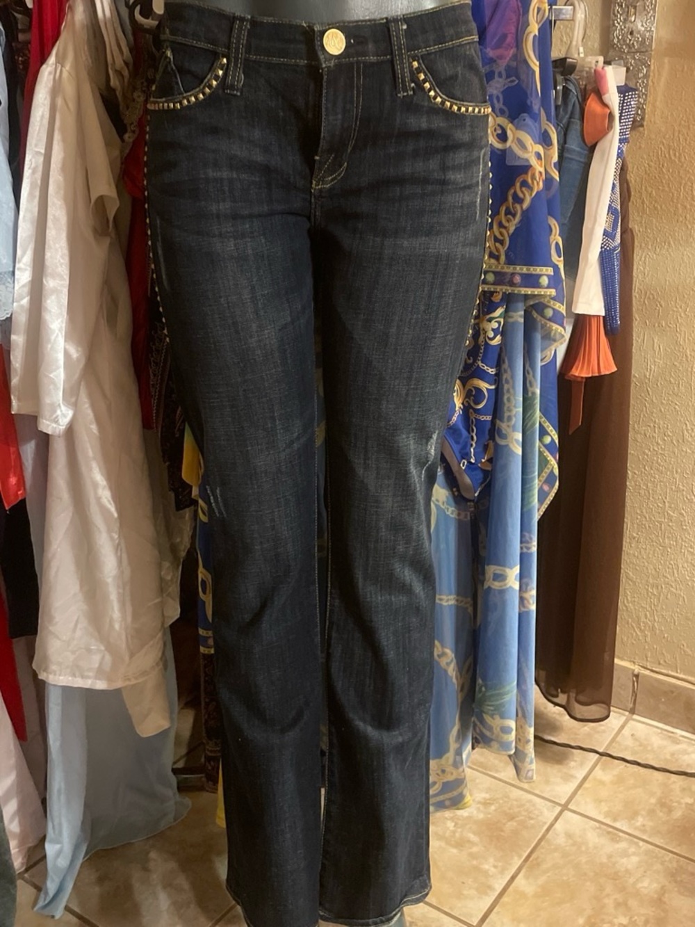 Rock & Republic Dark Wash Boot Cut Jeans with Studded Pockets